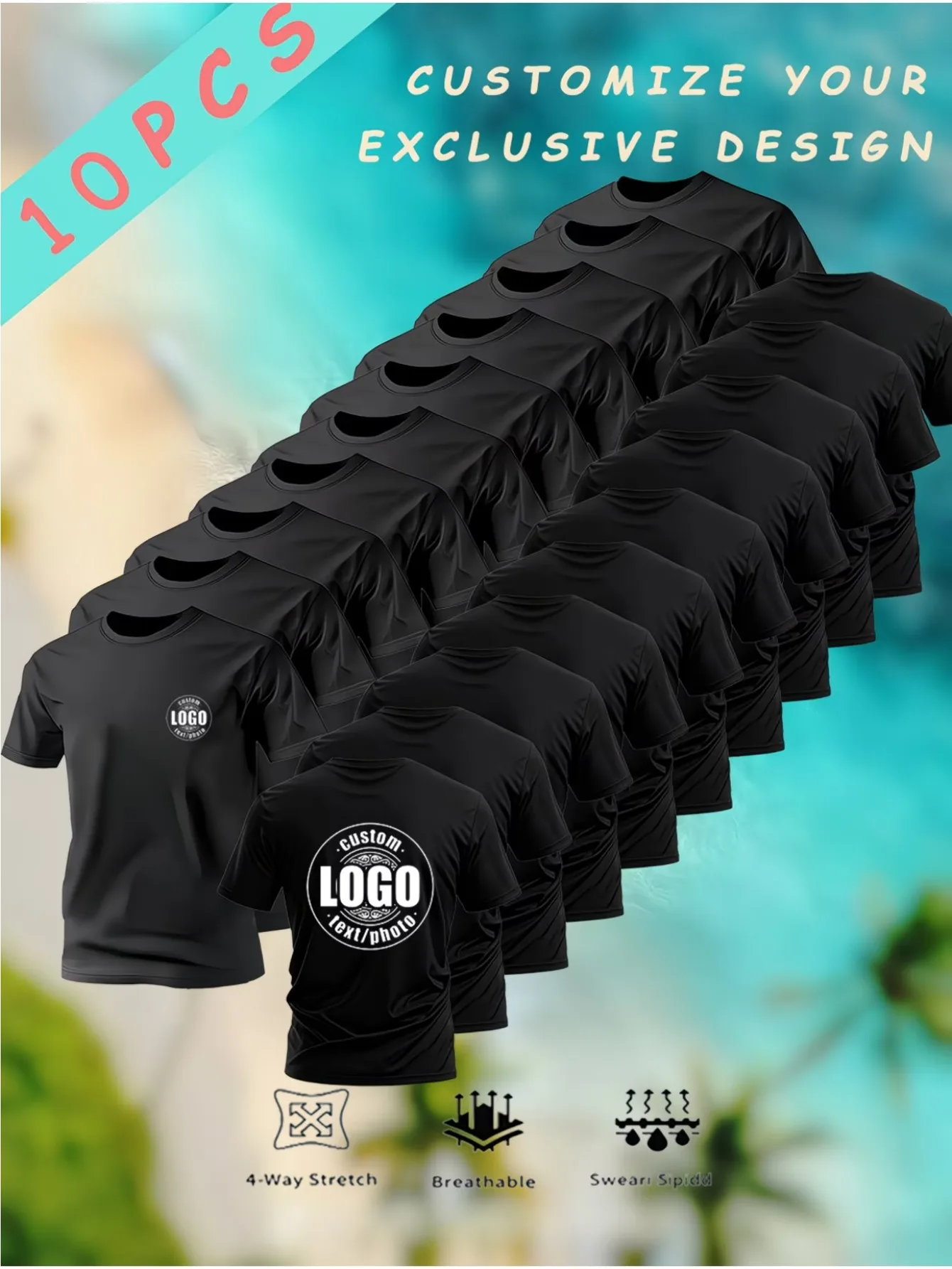 (Custom Gift) 10 Custom T-Shirts for Men and Women, with Personalized Text, Photos, or Logos Printed on Chest and Back, DIY