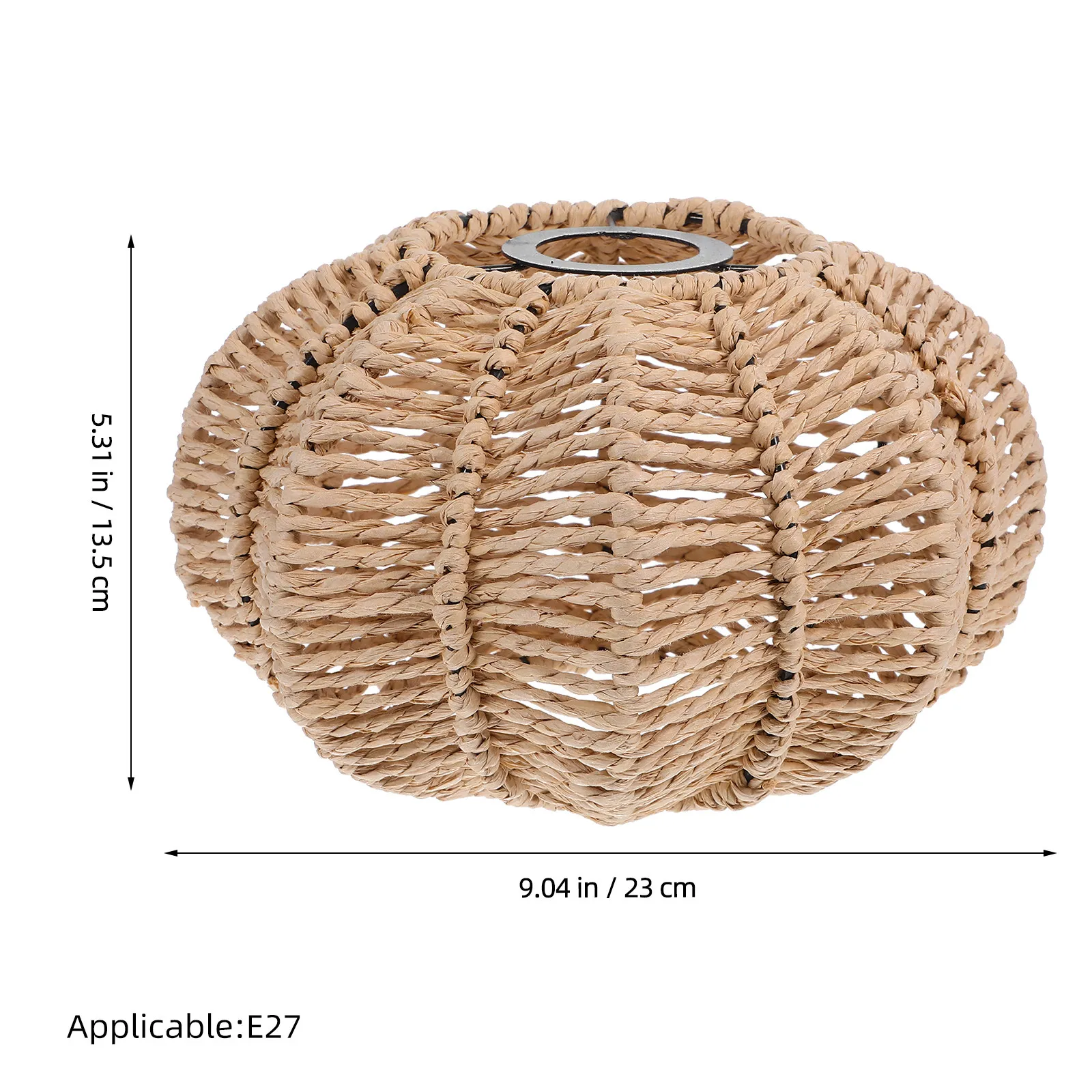 Handwoven Paper Rope Pumpkin Lampshade Vintage Retro Style E27 Socket Large Size Soft Glow Rustic Decor Ceiling Hanging Light