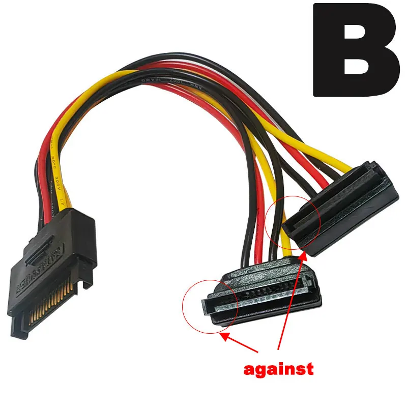 SATA 1 Male to 2 Daul Female SATA Splitter Cable Hard HDD 15PIN 1 to 2 Power Adapter Cord for Computer Y Shape PC Cable