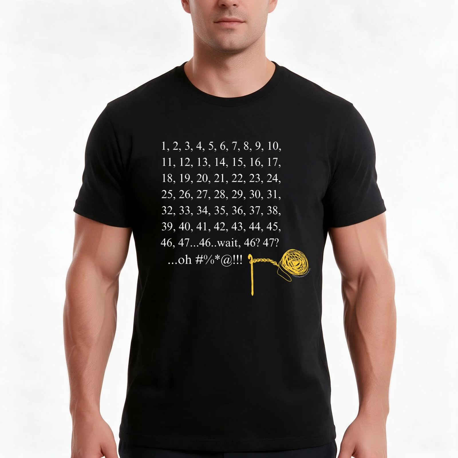 Crochet Counting #%*@!!! T-Shirt, Summer Casual Cotton Tee, Oversized Streetwear Tops, Vintage Graphic Print, Unisex Men Women