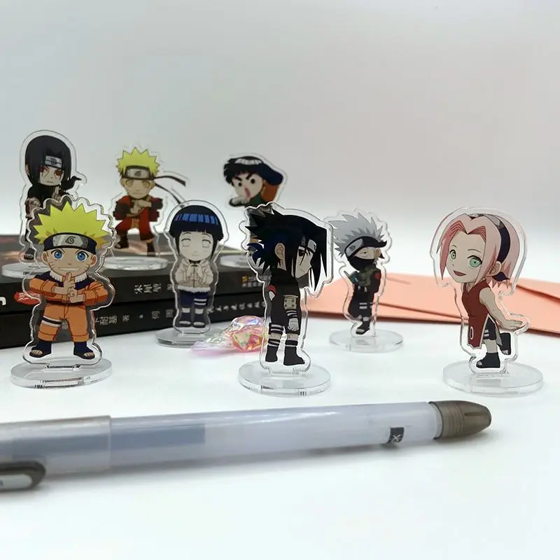 New Cartoon Anime Naruto Acrylic Figure Stand Model Uchiha Sasuke Cosplay Plate Desk Decor Handmade Ornament Student Gift