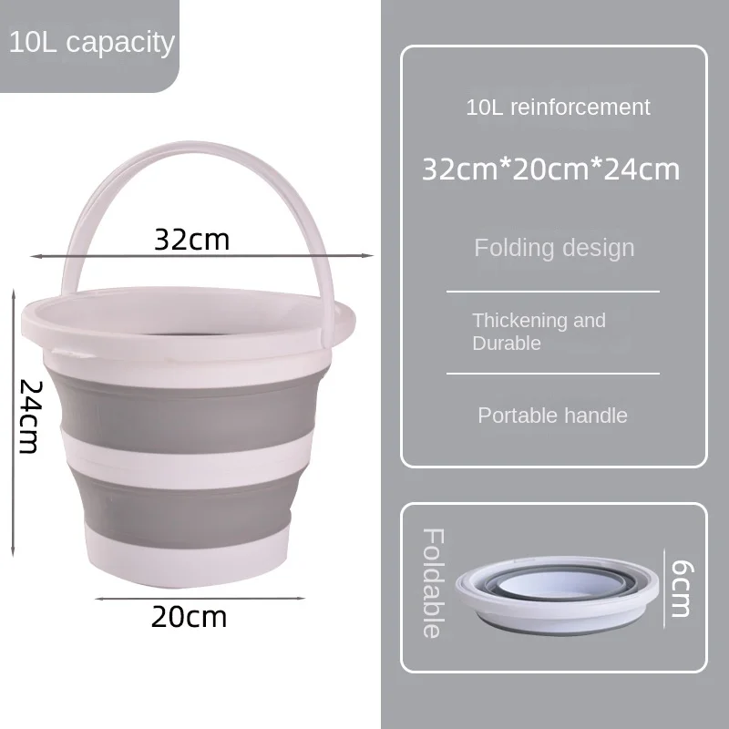 Multifunctional folding bucket with lid portable outdoor car wash fishing household plastic water storage small bucket