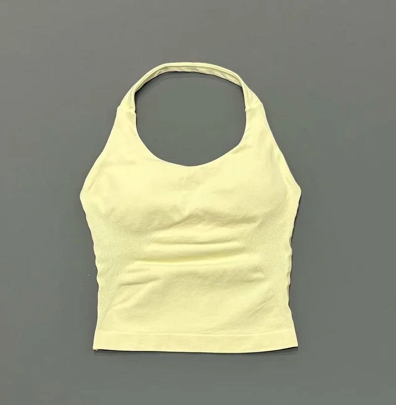 Halter Yoga Tank Top Women Sexy Seamless Strappy Backless Slim Fit Padded Breathable Gym Fitness Running Workout Sports Tops image 6