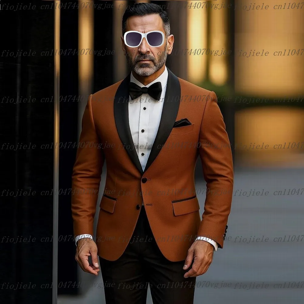 

New Black And Brown Men Suit Formal Wedding Party Groom Groomsman Prom Male Tuxedos Customize 2 Piece Set Jacket Pants