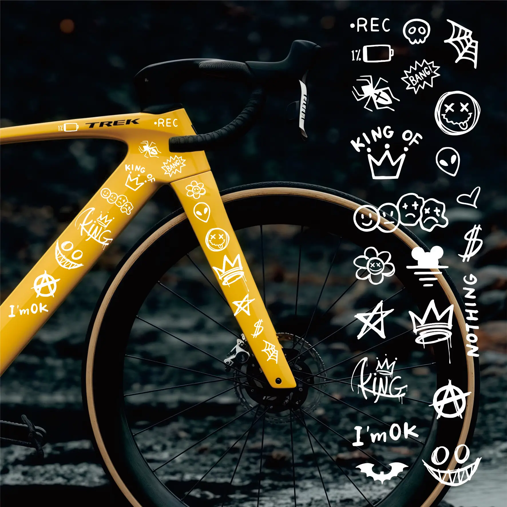 ملصق جرافيتي للدراجة لإطار الدراجة العلوي أنبوب كرتوني عاكس مقاوم للماء لركوب الدراجات ملصق إطار دراجات الطريق