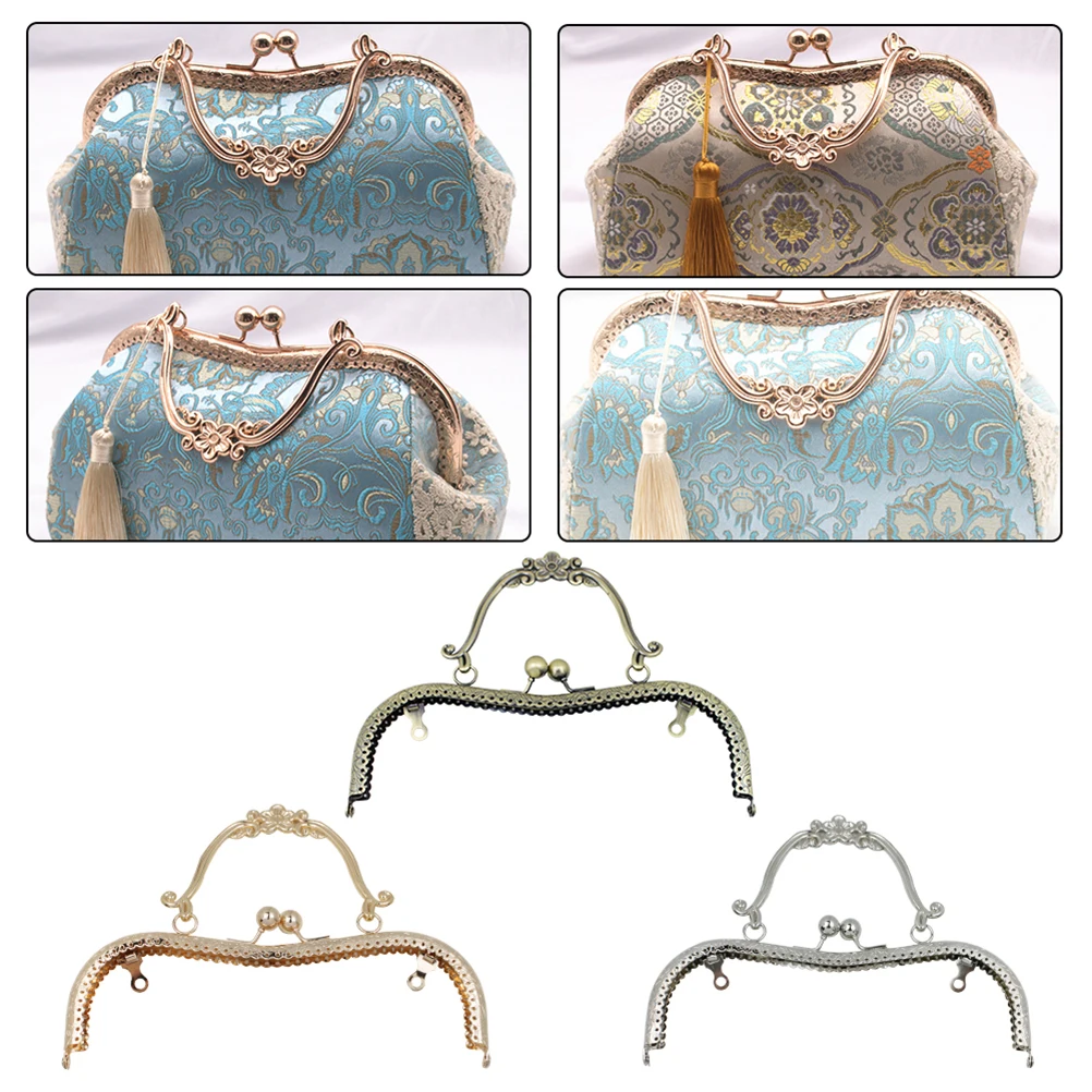 

3Pcs Metal DIY Bag Handles Iron Plum Blossom Design Easy Install Replacement for Handmade Purse Coin Clutch Durable Accessories