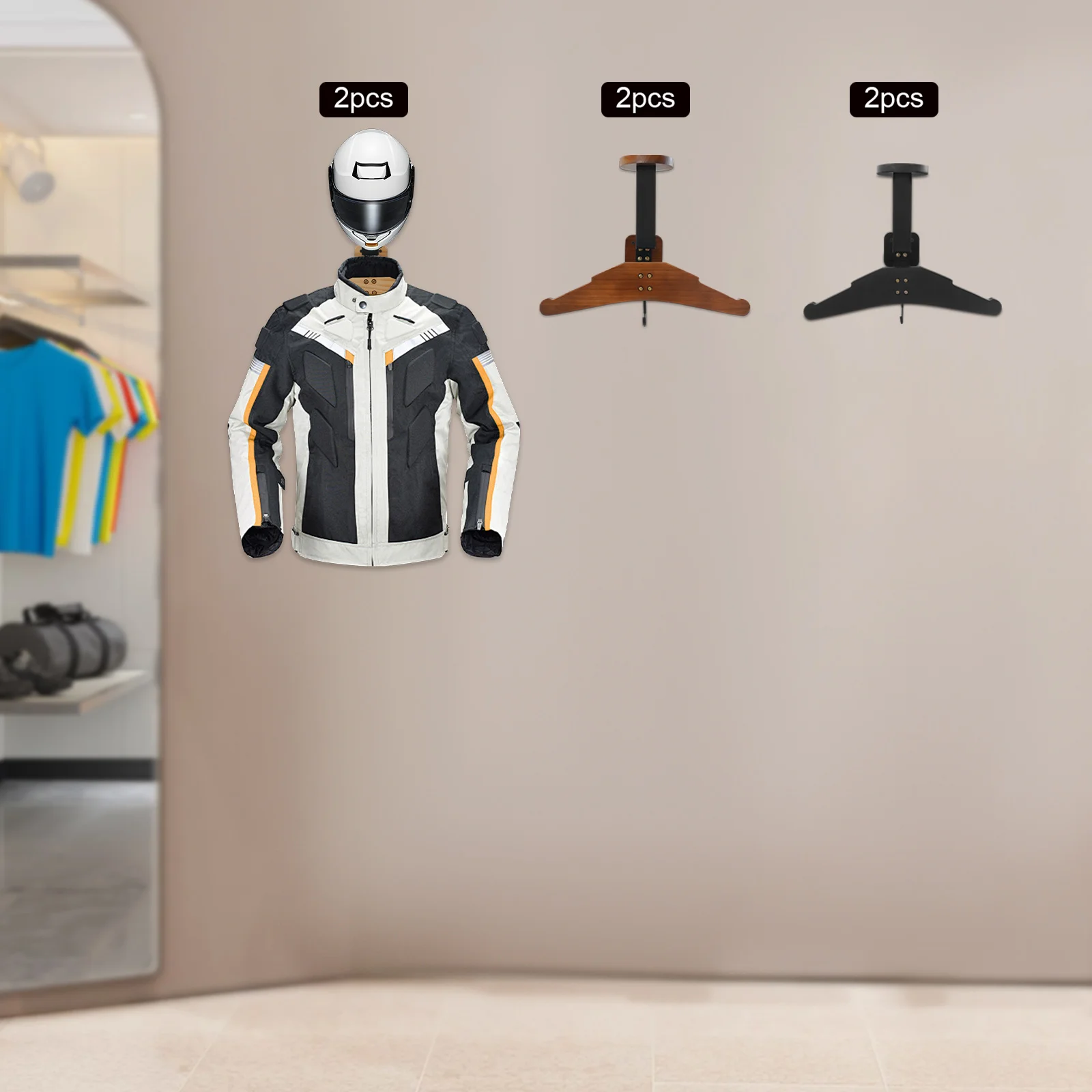 

Настенный держатель для шлемов (2 шт.), набор из 2 штук, для мотоциклетных и велосипедных шлемов, черный крючок для хранения кепок и пальто, для прихожей и гаража