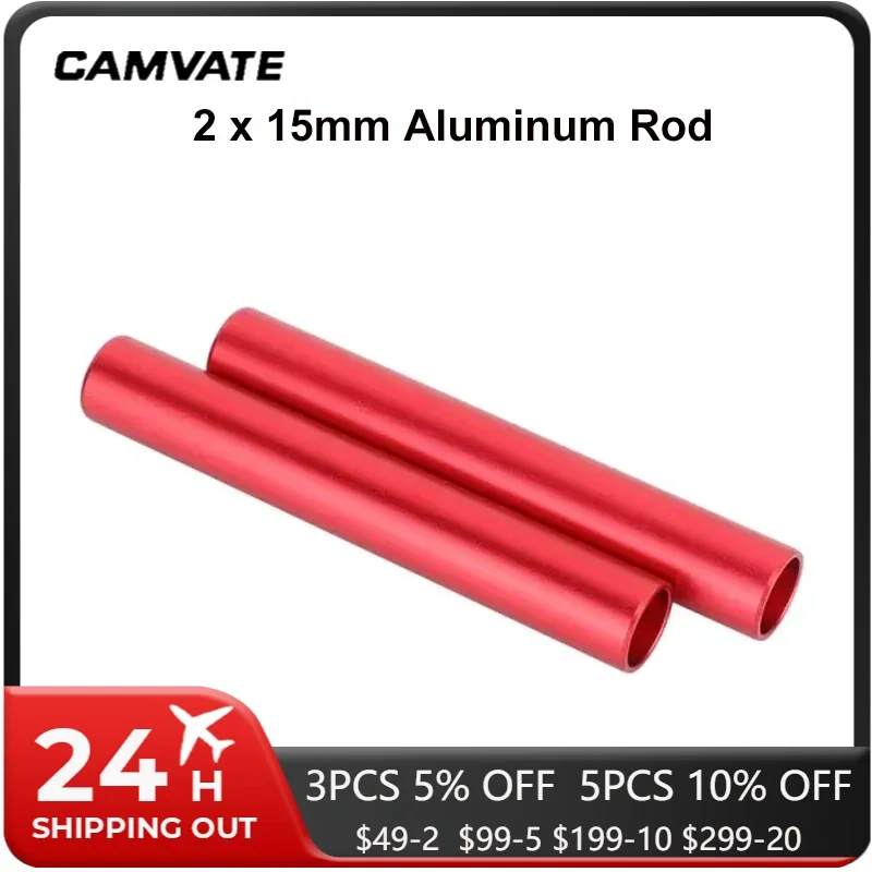 CAMVATE 15mm Rods Pack Aluminum Alloy Rods Combination Camera Rail Rod 2 Pairs Pack For Shoulder Rig Kit