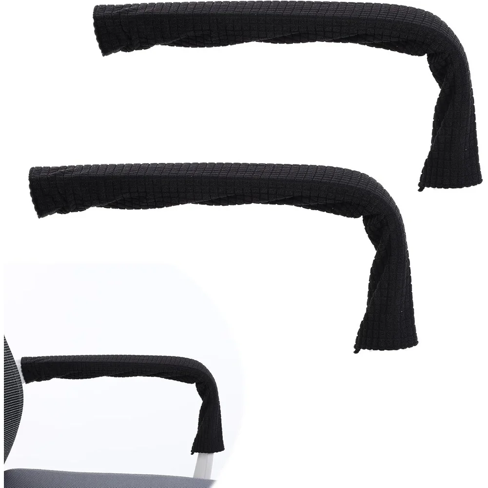 Pair Black Armrest Covers Zippered Design 44cm Length For Office Chair Arm Sleeves Comfortable Padding Home Decor Items