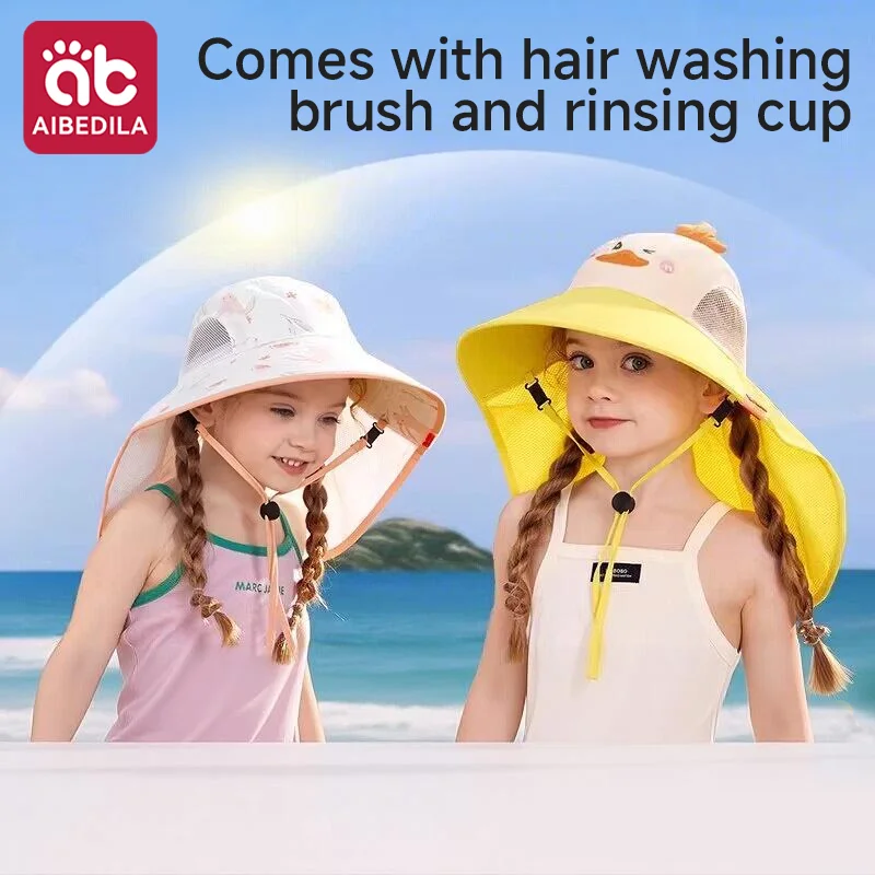 

AIBEDILA Kids Fisherman Hat Anti UV Protection Thin Breathable Baby Sun Shade Hat For Boys Girls Outdoor Caps