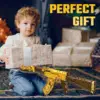 1548 Stücke Gold AK47 Bausteine Pistole Sammlung Spielzeug 1:1 Berühmte Gewehr Modell Bausteine Set Schießbare Simulation Waffe Geschenk 4