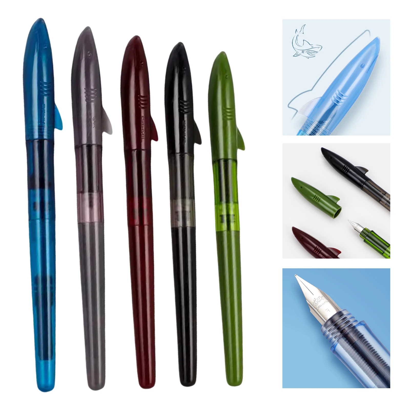 Jinhao Shark 만년필, 서예 연습용 F 펜촉, 쓰기 잉크 펜, 비즈니스 사무용품, 학생 문구, 0.5mm, 신제품 