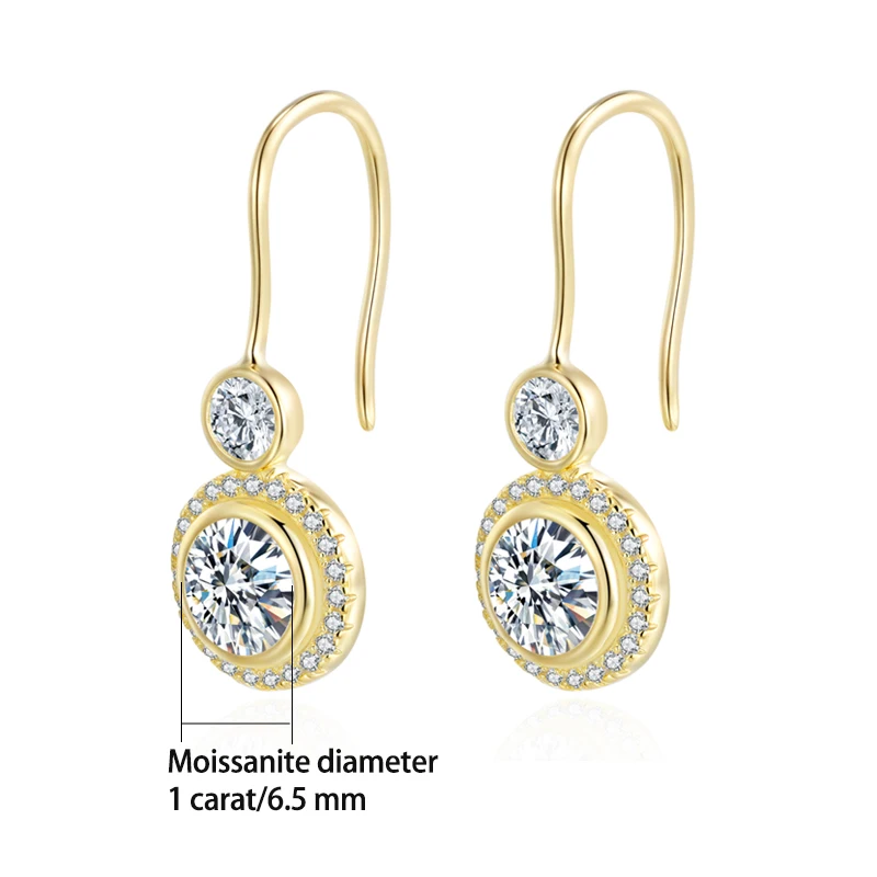 أقراط مويسانيتي 925 فضية 1.3 قيراط*2 أنيقة ورجعية، مناسبة للتمر اليومي وحفلات الزفاف والولائم #4