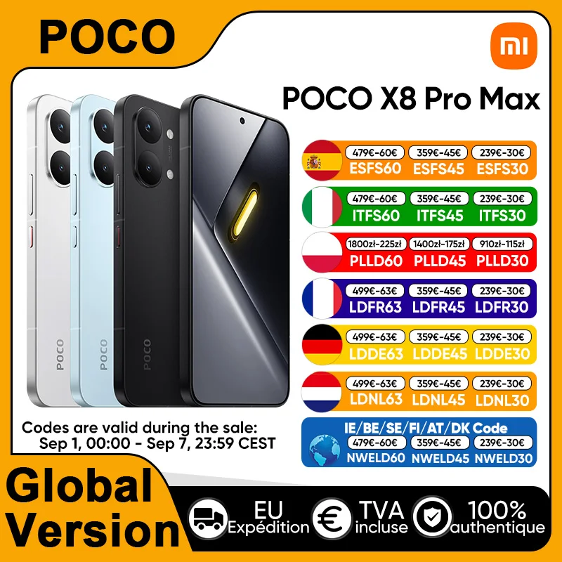 Globális verzió POCO X8 Pro Max 5G okostelefon MediaTek Dimensity 9500s 6.83" 1.5K 120Hz Ultra-fényes AMOLED kijelző 8500mAh NFC