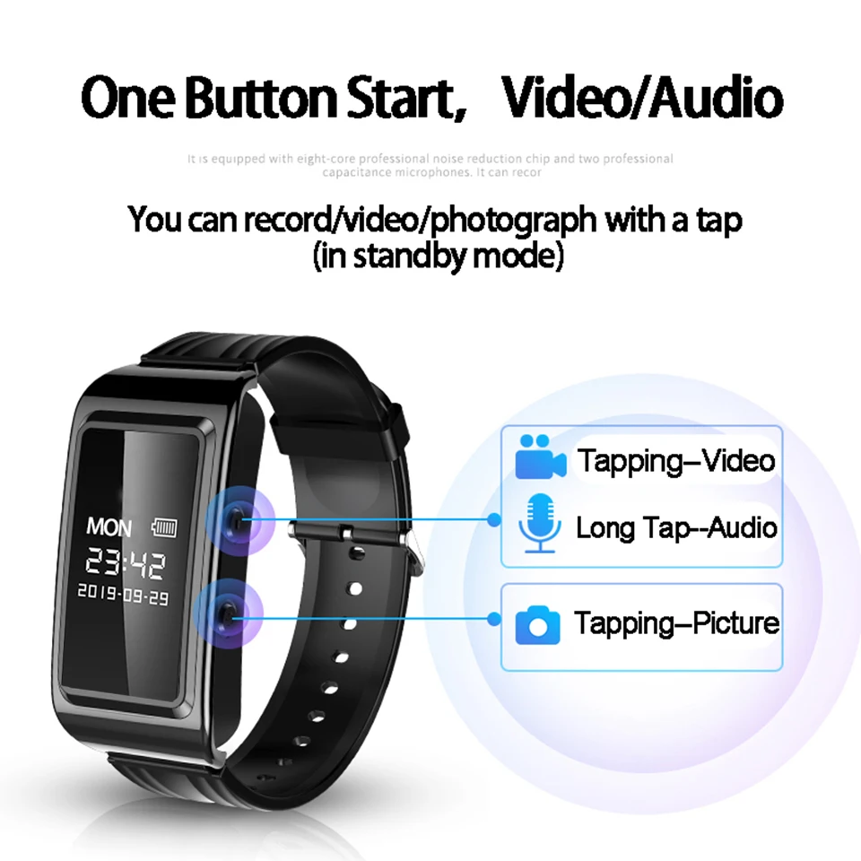 Trustdii HD 1080P Mini Camera Smart Bracelet Portable Wearable Video Recording Camcorder Wristband Camera Audio Sport DVR Watch