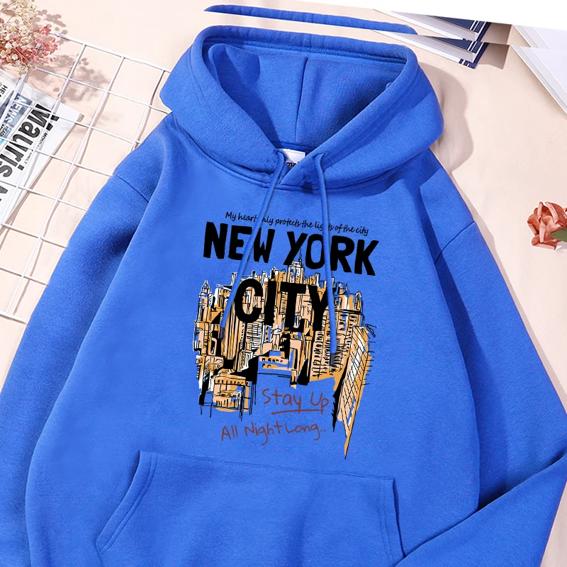 New York City Printing Sport Shirts Men'S Fashion Everyday Hoodies Unisex Causal Pocket Sportwear Streetwear Fleece Clothing