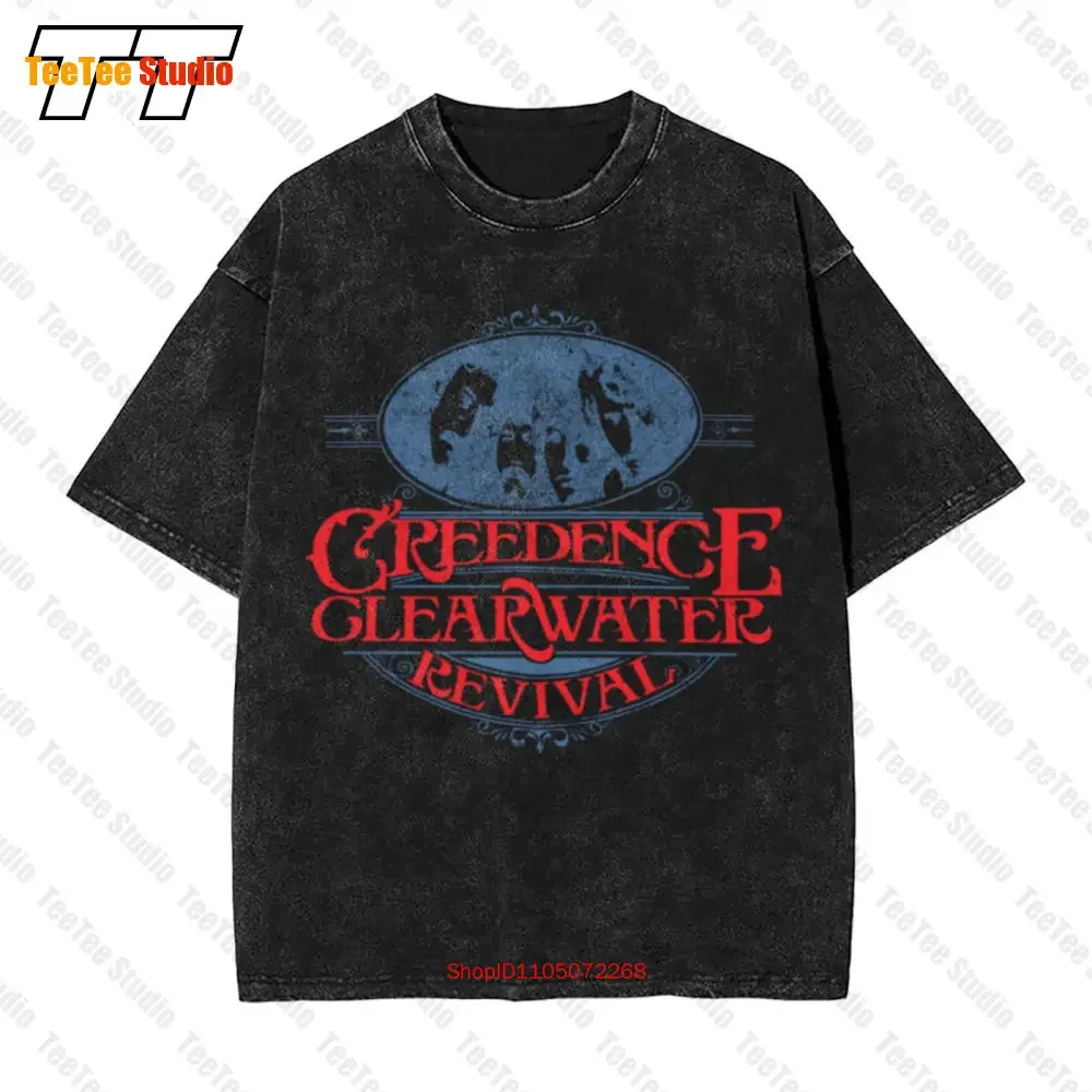 Creedence Clearwater Revival Men'S Travelin Band Slim Fit Vintage Oversized T-Shirt Grey Q8HK