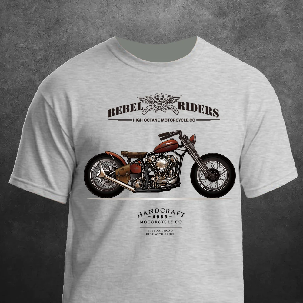 T Shirt Man Motorcycle Motorbike Art Vintage Rebel Riders Summer Casual Printing Short Comfortable O-neck