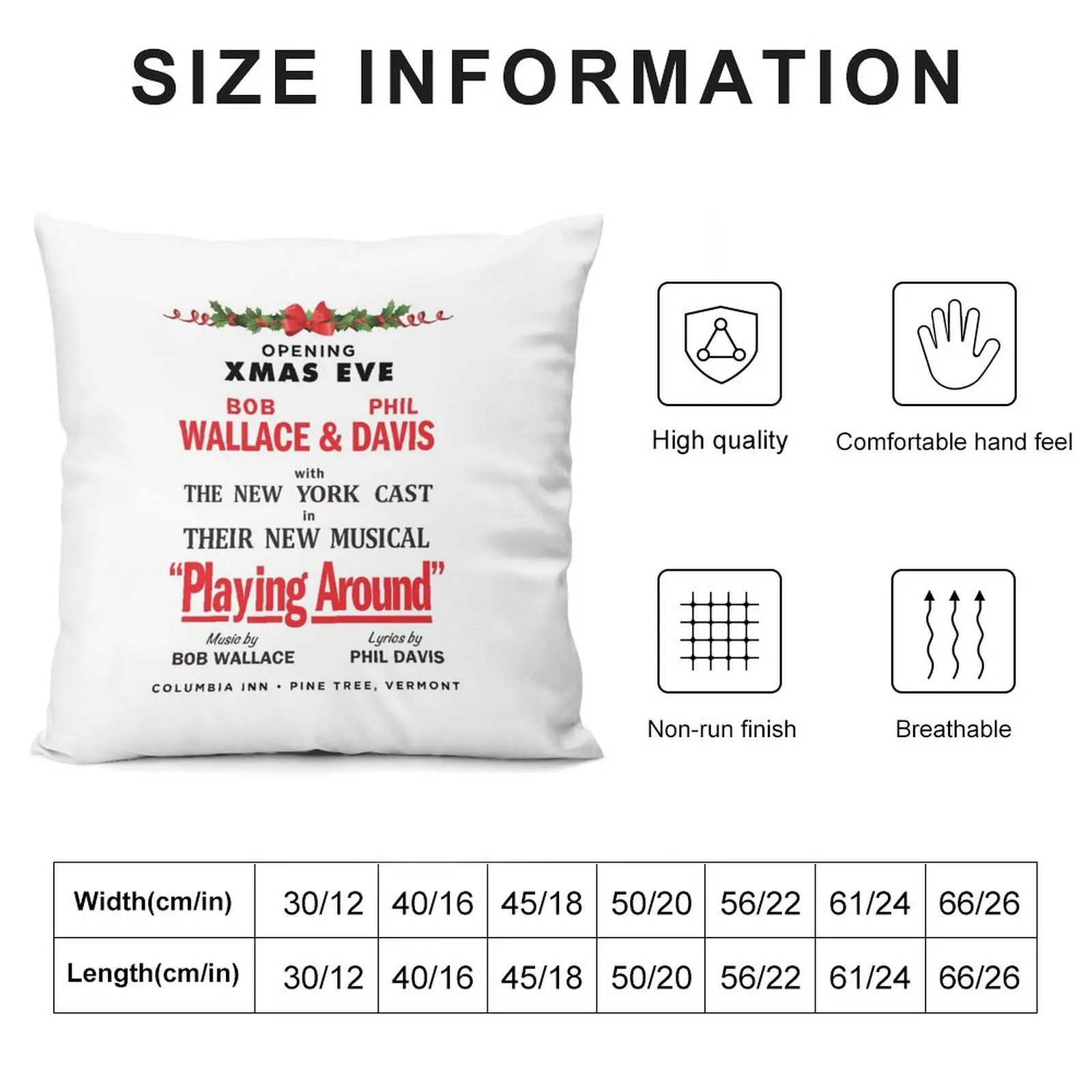 White Christmas Playing Around Promo Throw Pillow pillow pillowcase Decorative Cushion Cover Decorative Sofa Cushions pillow