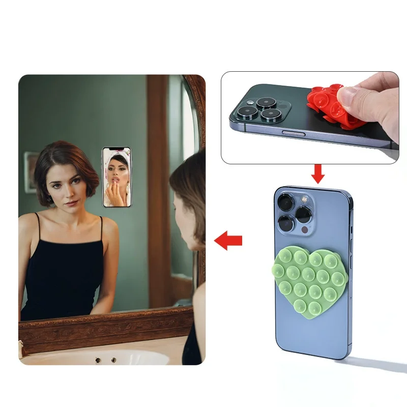 Heart Shaped Double-sided Silicone Suction Cup Phone Sticker Self-adhesive Anti Slip Suction Phone Support Bracket Suction Cup