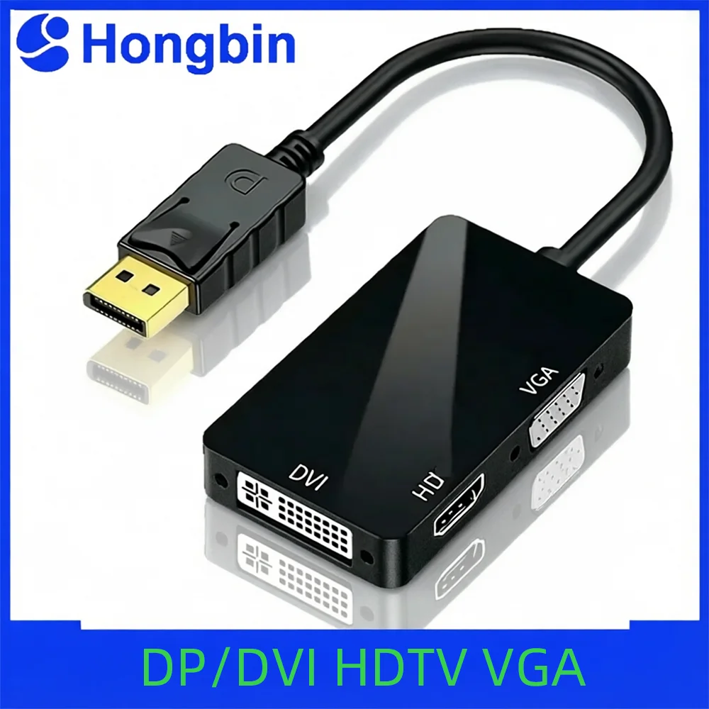 DP to VGA Triple Converter DP to DVI  HDMI-Compatible   VGA Universal for External Monitor Host