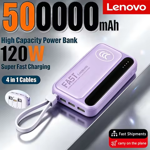 Lenovo Mini 50000mAh Fast Charging Battery Pack Power Bank with 4 Built-in Type C Cables — image 1