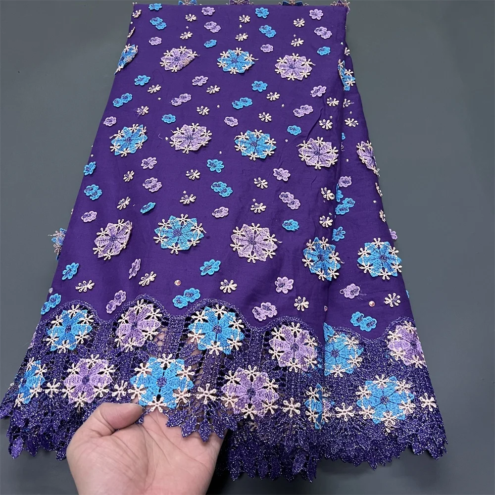 

Тюлевая кружевная ткань для пошива платьев, дамасский хлопок, высокое качество, чистая вышивка, для свадебных торжеств, нигерийская, 5 ярдов, 2026, hz1402