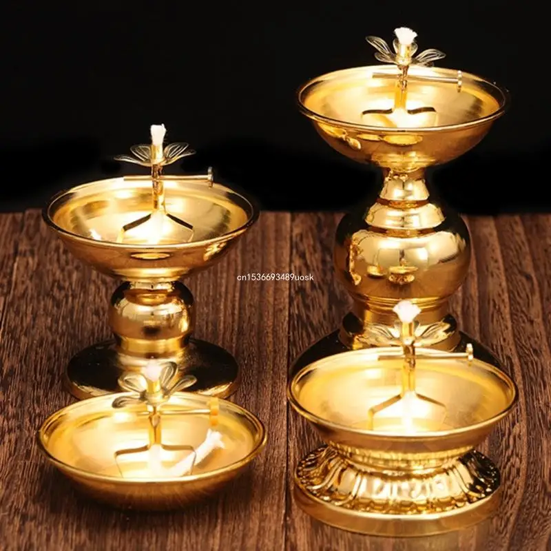 Cooking Oil Lamp Alloy Butter Lamp Home Worship Ever-burning Lamps Fashion Dimmable Lamp Holder Buddhist Supplies