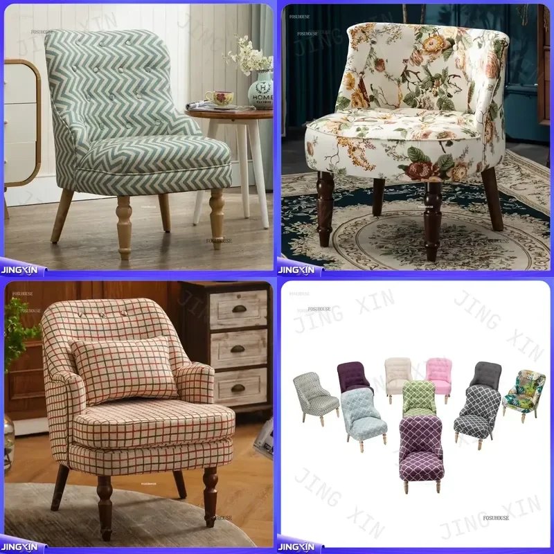 Custom for Retro Fabric Armchair Luxury Single Sofa Chair Living Room Bedroom Balcony Lazy Leisure Accent Seating Furniture