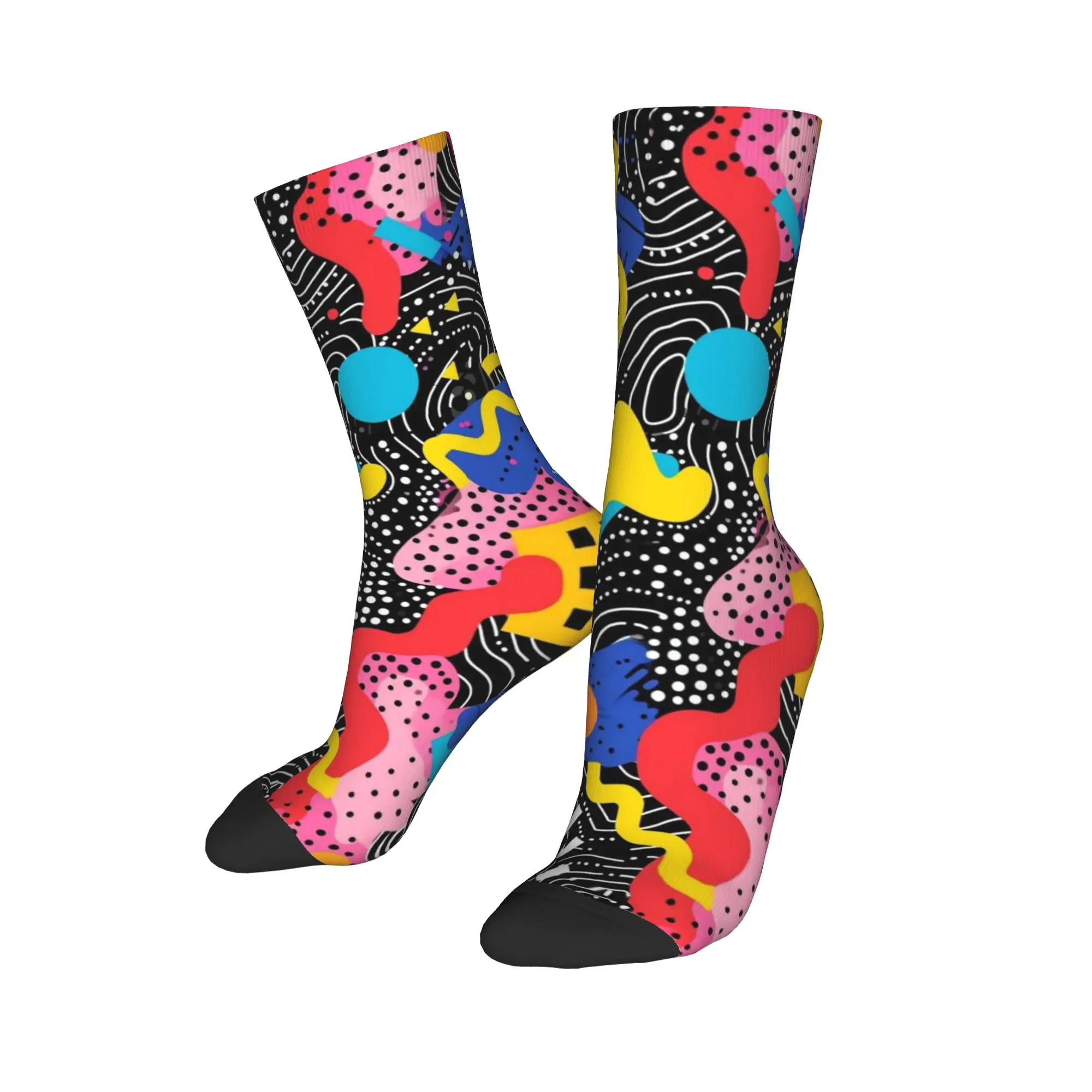 Unisex Men Socks Bold Abstract Shapes  Stockings Spring Kawaii Warm Soft Socks Graphic Climbing Non Skid Socks