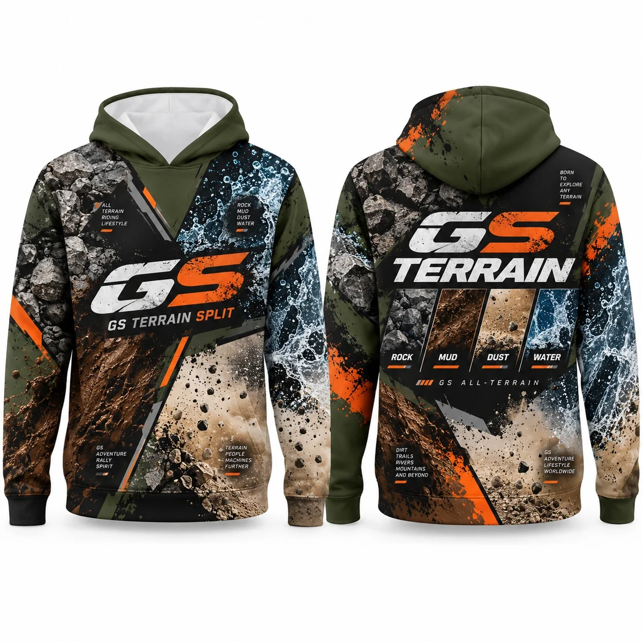 GS Terrain Split Motorcycle Hoodie Men Unisex All Terrain Adventure Graphic Pullover Outdoor Biker Streetwear Top