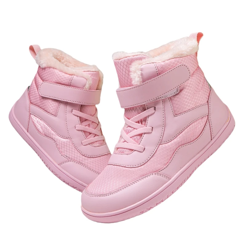 

Kids Mid-Barefoot Shoes Big/Kid Wide Toe Box Zero Drop Artificial Leather Hook-Loop Outdoor Boots