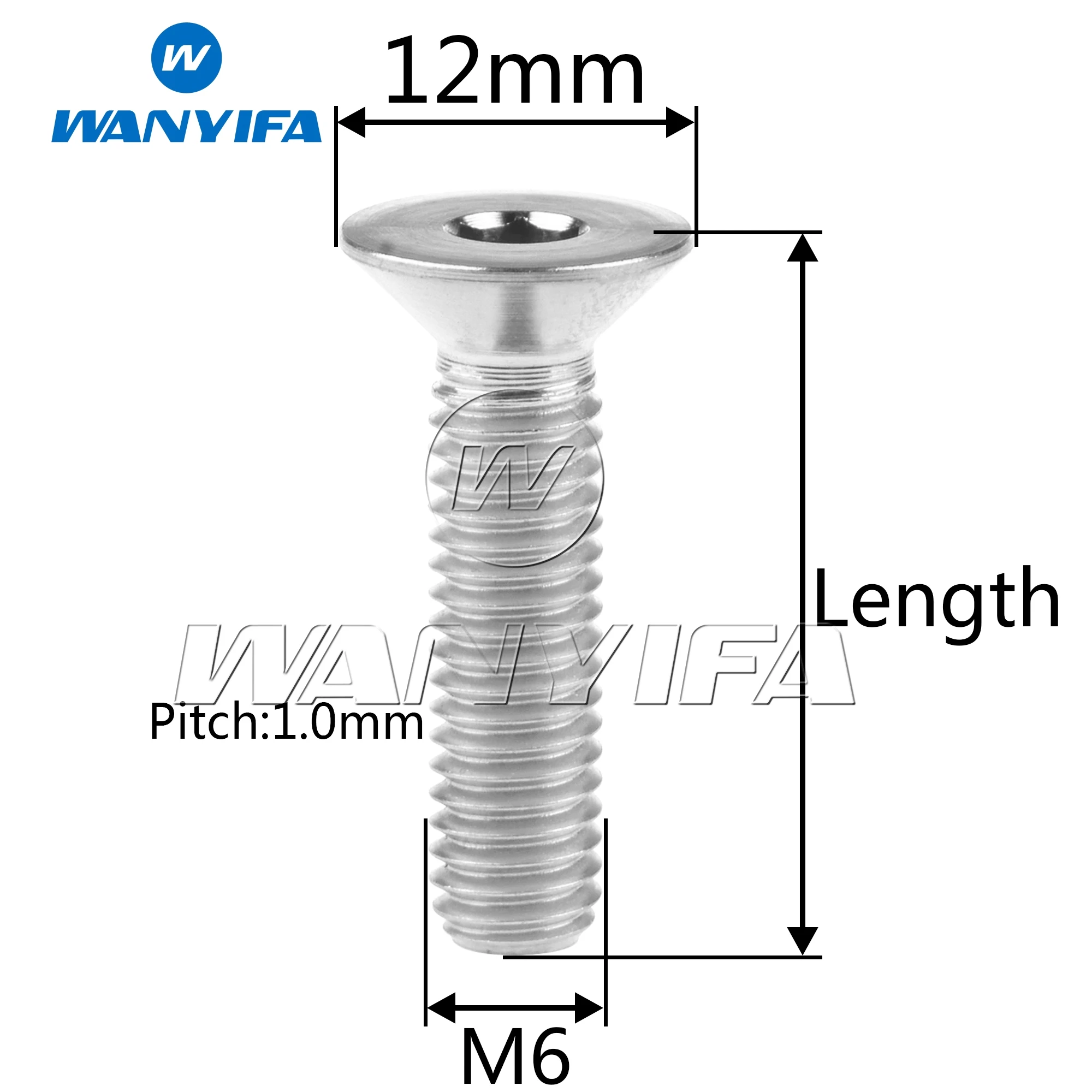 Wanyifa-tornillo de cabeza avellanada, Perno de titanio Ti, M6x10, 15, 20, 25, 30, 35, 40, 45mm, llave Allen