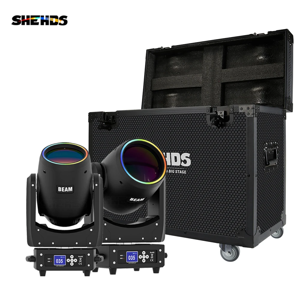 shehds led moving head light com flight case dmx beam anel para dj disco wedding stage light effect professional pcs 300w 01