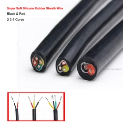 Super Soft Silicone Rubber Sheath Wire 2 3 4 Cores Insulated Flexible High Temperature Resistance Power Cable Black Red