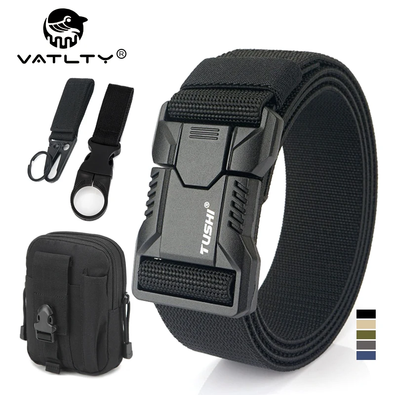 VATLTY New Tactical Outdoor Belt for Men and Women Aluminum Alloy Buckle Quick Release Elastic Belt Casual Belt Jeans Waistband