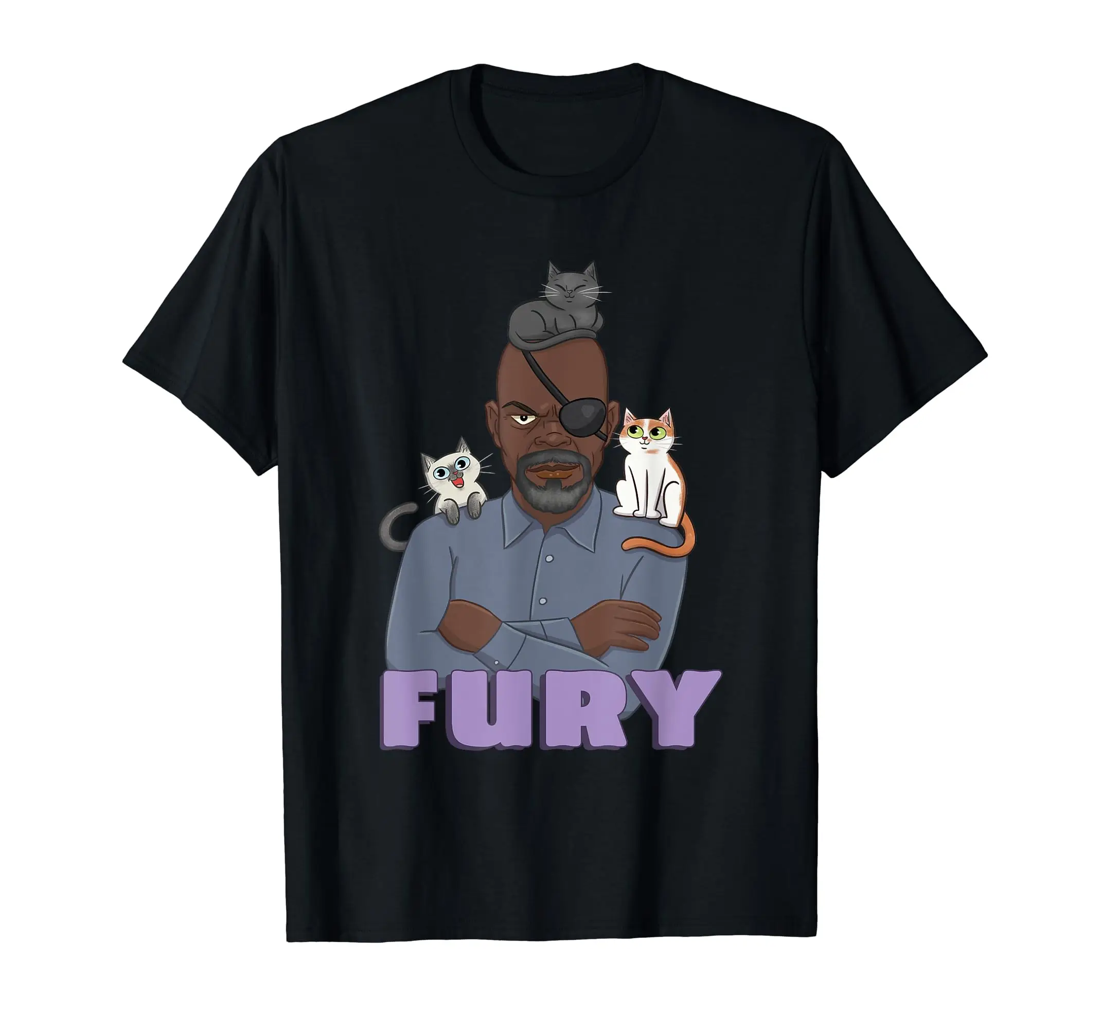 The s Nick Fury & Flerken Chibi Super футболка с именами героев игры