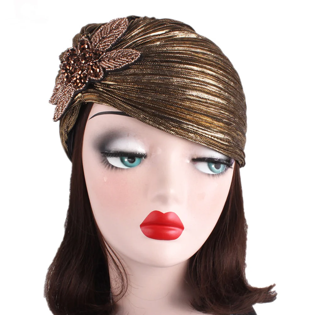 

Turban Hat Women Headscarf Gold Stamping Lightweight Fashion Delicate Stylish Designs Indoor Outdoor Use Unique Decoration