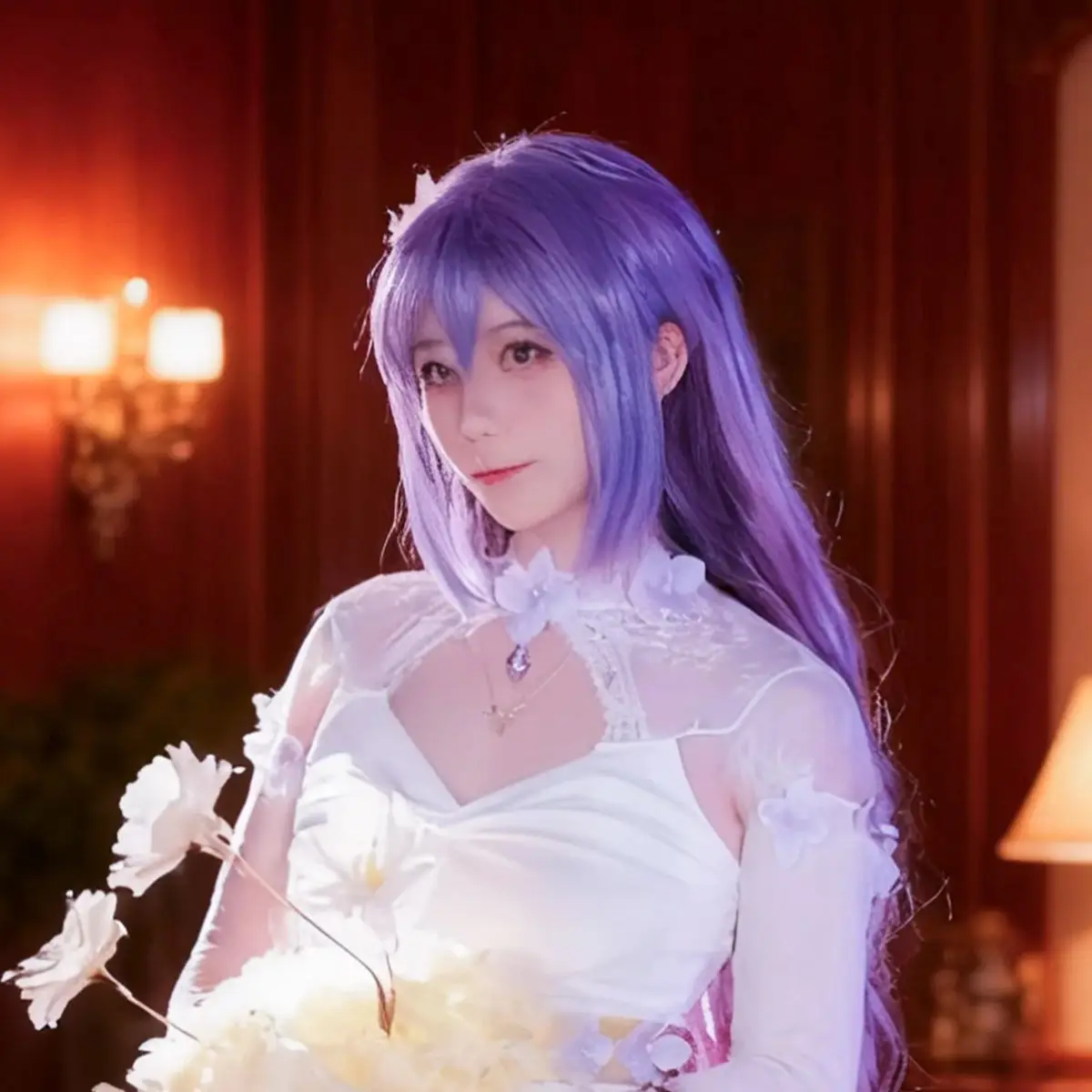 GAME Kiriko Cosplay Wig 80Cm purple mixed pink long hair Synthetic Wig+Wig cap Party Halloween Wig