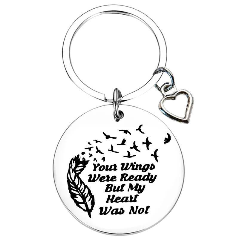 Your Wings Were Ready But My Heart Was Not Keychain Pendant Memorial Key Chains Mom Dad Grandpa Grandma Christmas Gift