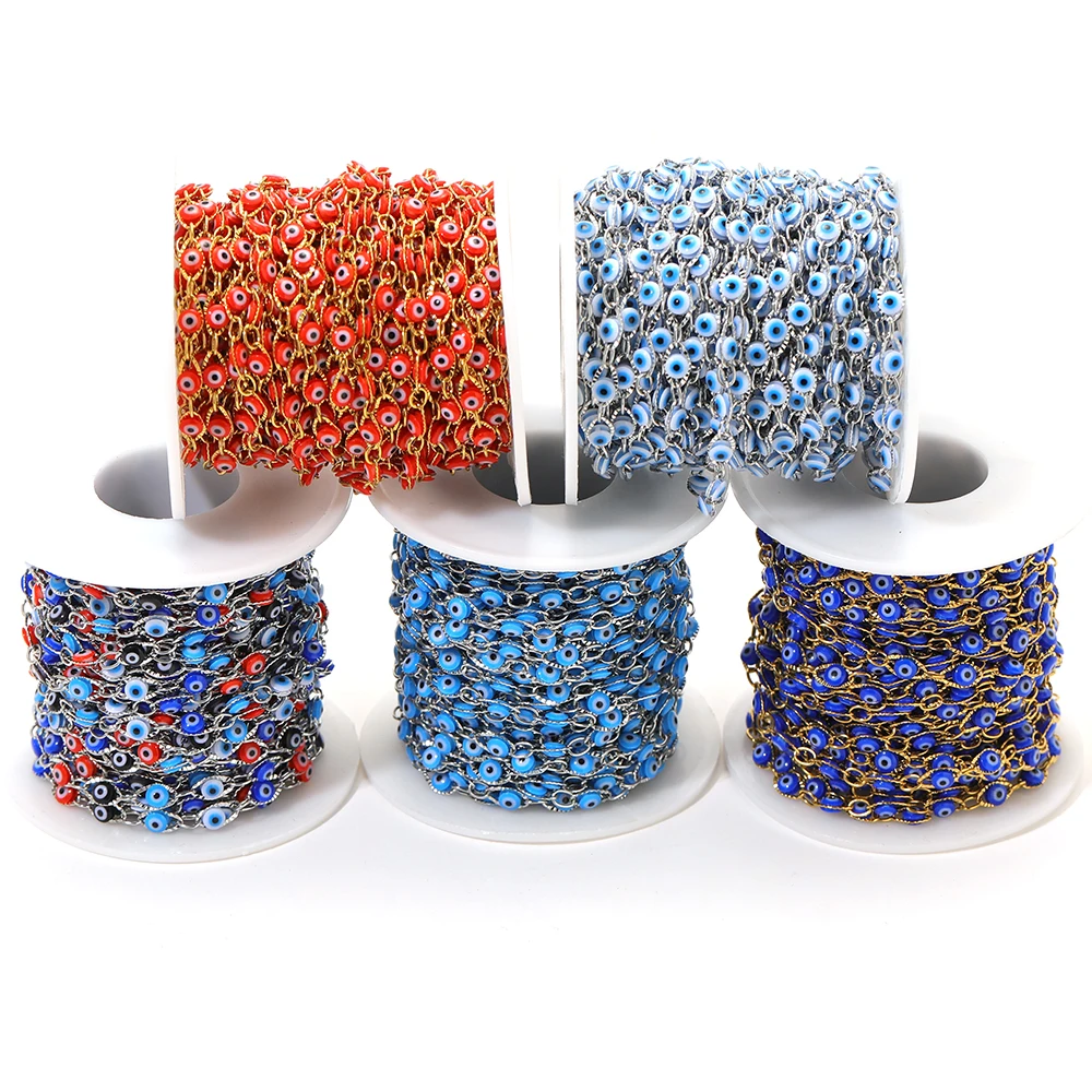 1 Meter Edelstahl 4,5mm Plastik-Kurkumaugen-Perlen Ovale Ketten für DIY-Schmuckherstellung von Halsketten, Armbändern und Ohrringen – Detail 4