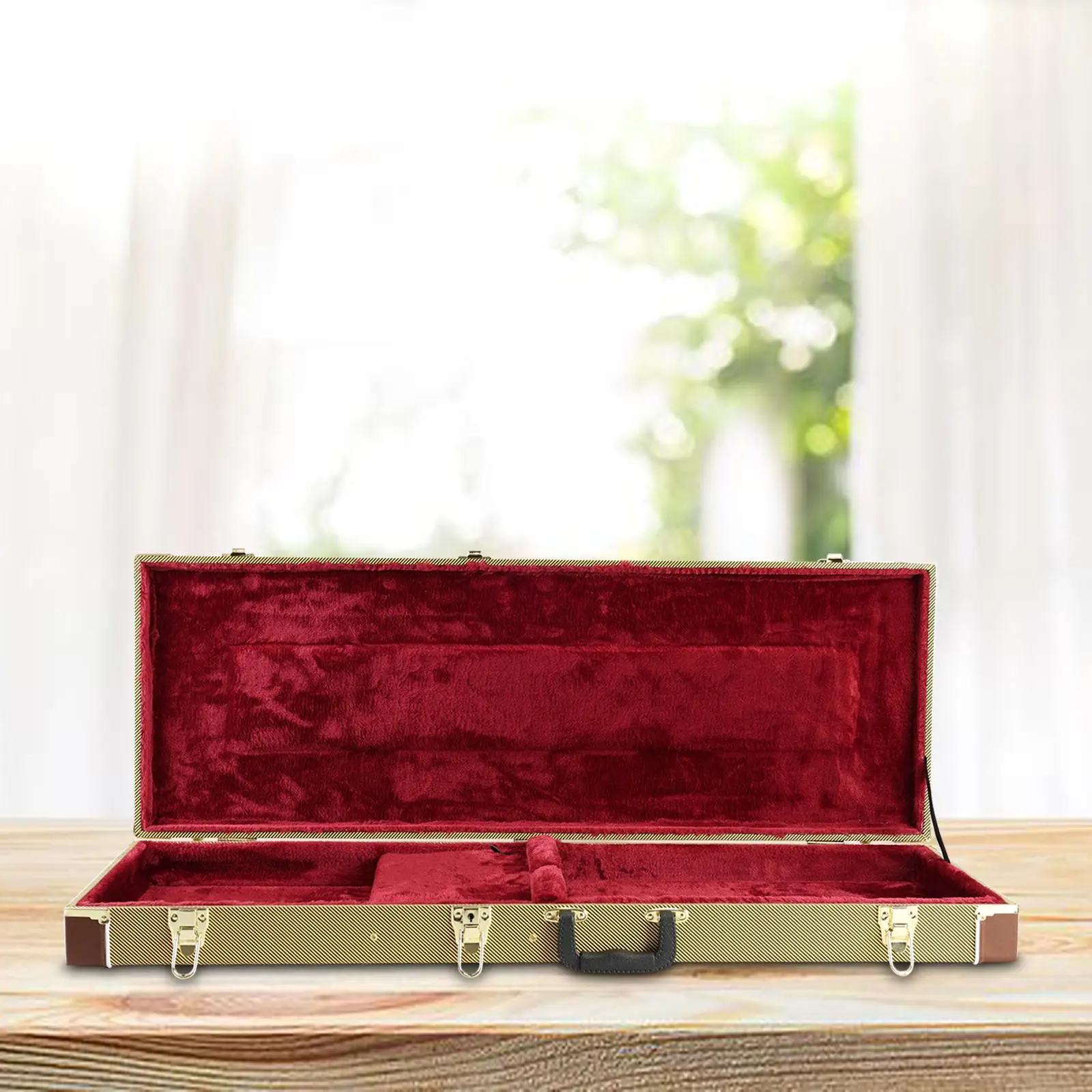 

Electric Guitar Case Locking Latch Wooden Instrument Box Dustproof Sturdy Carrying Case for 39in Electric Guitar
