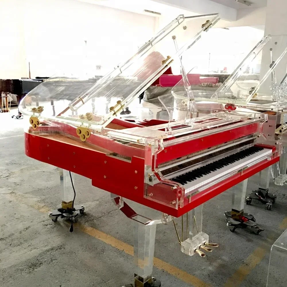 Red Piano Transparent Acrylic Crystal Piano With Grand Piano Price For Modern Luxury House