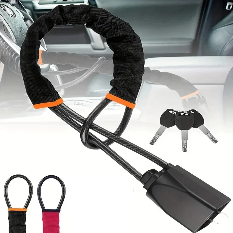 Car Steering Wheel Lock Anti-theft Steel Cable Security Device Universal Fit for Vehicles Prevent Theft Durable Security Rope