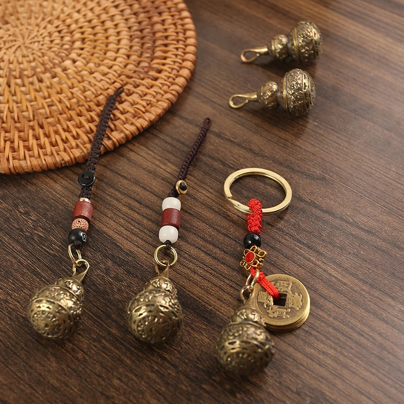 Chinese Blessing Gourd Pendants Keychain Handmade Braied Rope Lucky Men Car Key Chain Lanyard Hanging Keyrings