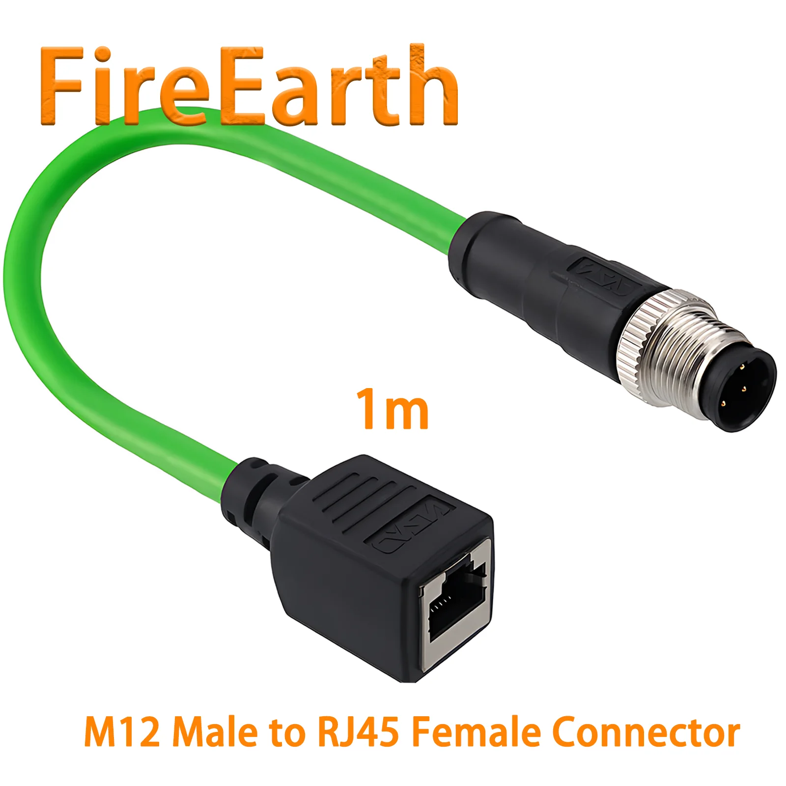 Conector industrial ethernet de protocolo ethernet m12 para rj45, código m12 d 4 pinos macho para rj45 fêmea cabo para sistemas de automação, 1m
