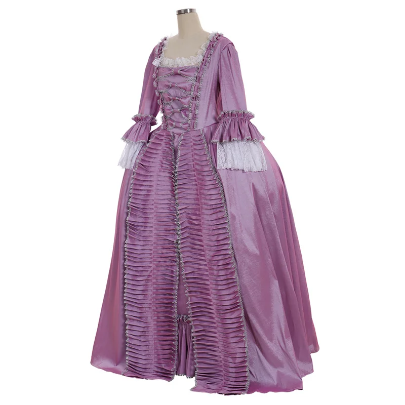 Marie Antoinette Gown Dress Rococo 18th Century Purple Colonial Court Dress Gown Sack-Back Gown Robe a la francaise