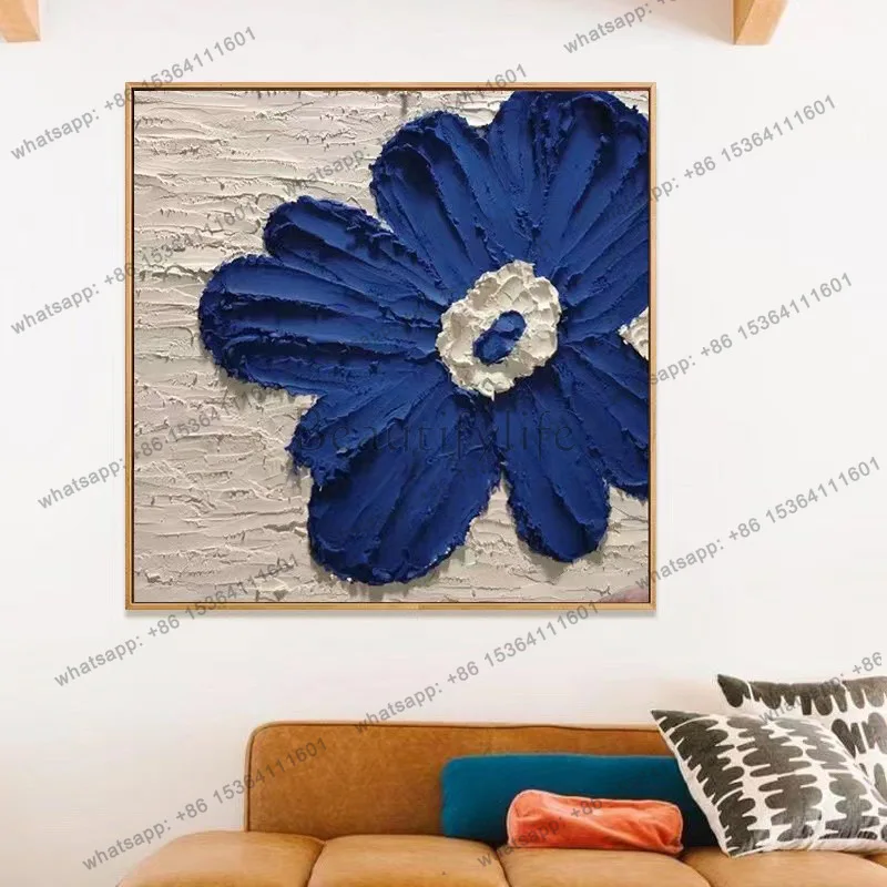 LJY literary and artistic fan pastoral small fresh pure hand-painted oil painting light luxury simple texture