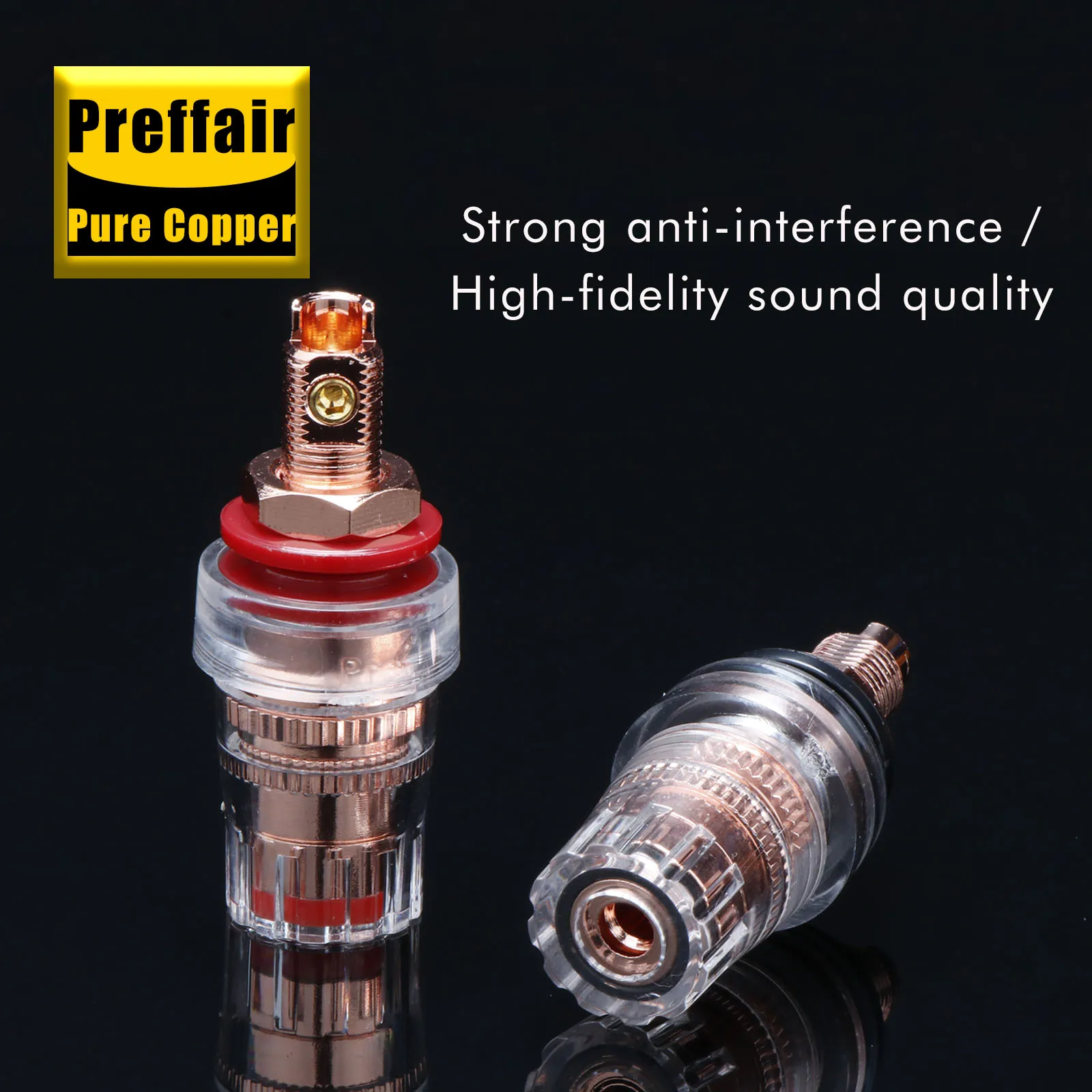 Pure Copper Binding Posts Speaker Connectors Terminal Solderless Short Banana Plug Hifi DIY