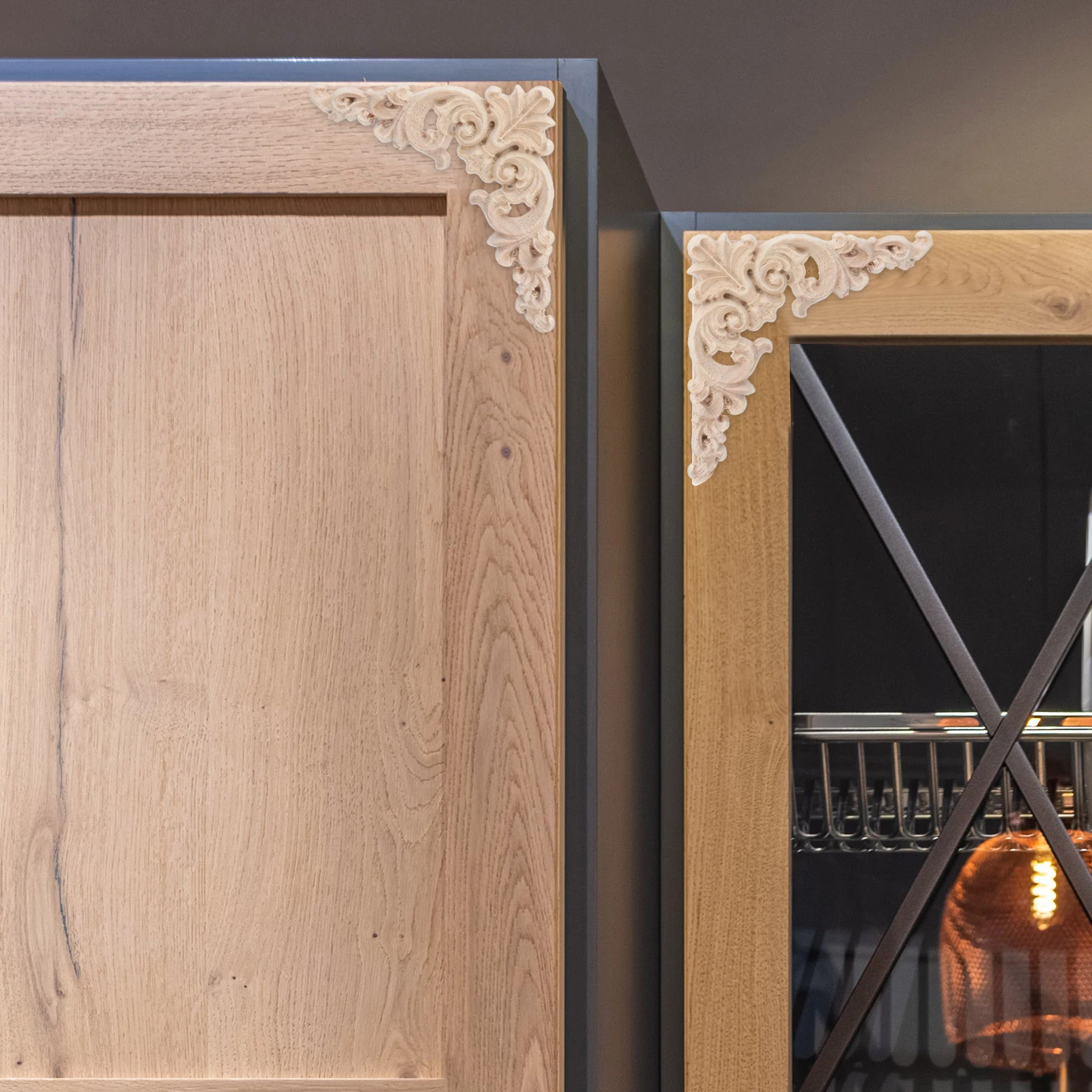 

4Pcs Exquisite Wood Appliques Unpainted Carved Onlays for Home Decor Furniture Embellishments Doors Cabinets Beds